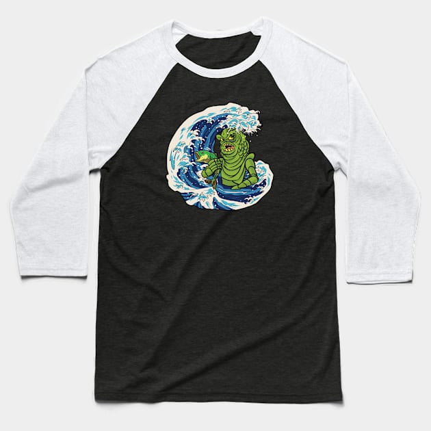 Annoyed Frogman in the surf fishing Graphic Baseball T-Shirt by Graphic Duster